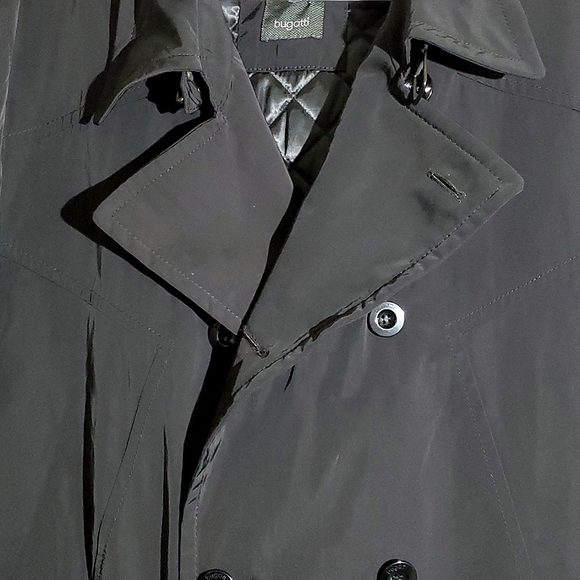 Bugatti Black Trench Coat - Size 44R - Picture 3 of 16